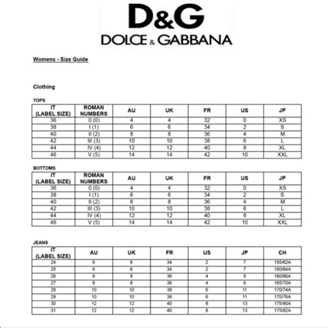 dolce gabbana size conversion|dolce and gabbana two piece.